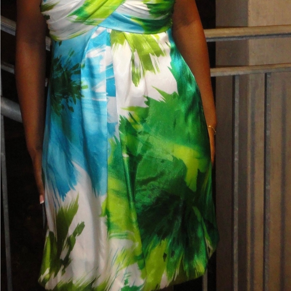 Cache Green Ruched Strapless Mini Dress - Picture 2 of 4